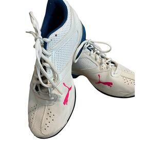 Puma Women’s Tennis Shoes White Pink Silver Size 7 Running Walking Sneakers